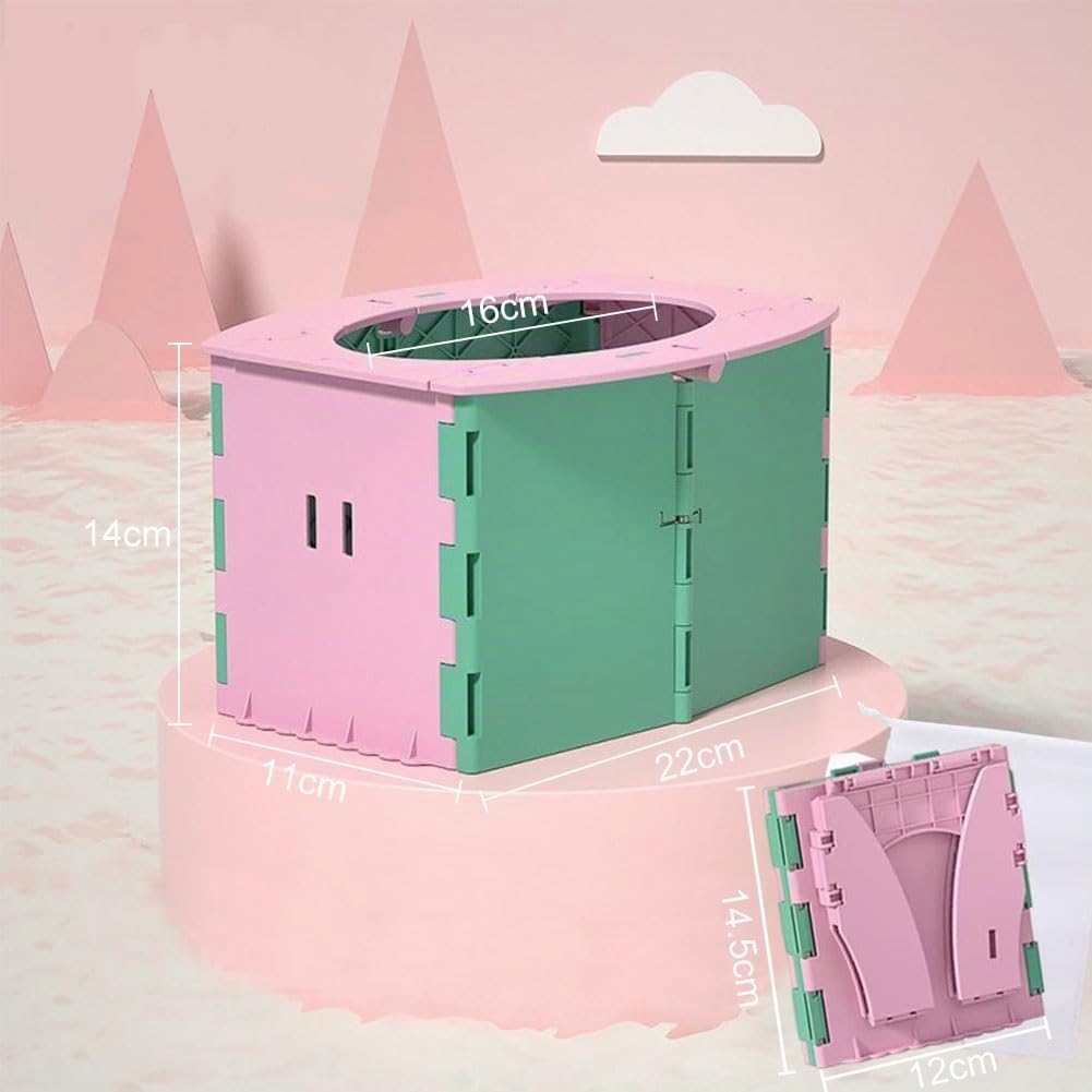 Pieghevole WC per Bambini,Sedile Portatile Vasetto per Bambini,Sedile WC Pieghevole per Bambini,Toilette Pieghevole per Bambini,Vasino Portatile per Bambini da Viaggio,Verde rosa