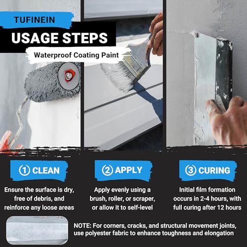 Image of Rubber Liquid Waterproof Sealant, TUFINEIN 53oz /1.5kg Neutral Gray Quick Drying Multi Surface Foundation Leak Repair - Roof Gutters Basement Sealer Waterproof - Indoor & Outdoor Flexible Rubber Paint