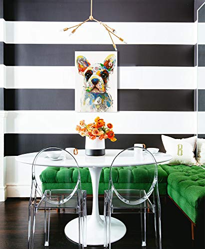 B Blingbling French Bulldog Canvas Wall Art, Modern Cute Colorful Puppy Poster Dog Art Pictures Wall Decor For Kids Bedroom Nursery Decoration Framed And Ready To Hang 12X16 Inch #TOP5