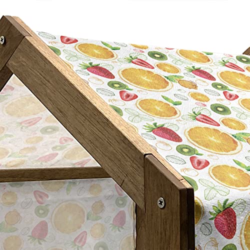 Ambesonne Fruits Wooden Dog House, Citrus Kiwi Lemon Leaves Apricot Watermelon Fresh Exotic Kitchen, Indoor & Outdoor Portable Dog Kennel With Pillow & Cover, 2X-Large, Earth Yellow Lime Green #TOP2