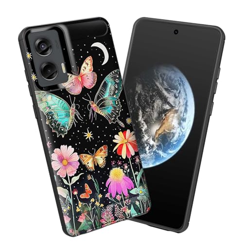 smauncucn for Moto G Stylus 5G 2024 Case,Soft TPU Slim Fashion Anti-Fingerprint Non-Slip Protective Phone Case Cover for Motorola Moto G Stylus 5G 2024 6.5 inch,Butterfly Moon Flower