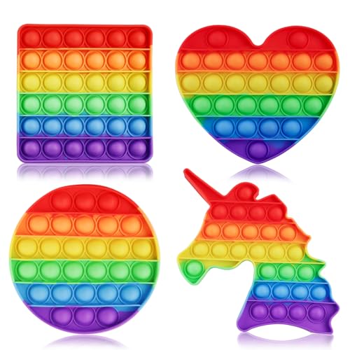 XIATIAN Pop it Spielzeug, 4 Stücke Push and Pop Bubble Sensory Fidget Toy, Popit Fidget It Spielzeug, Anti Stress Spielzeugs für Kinder und Erwachsene Sensorik