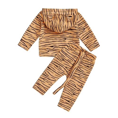 Infant Boys Tiger Pants Set Striped Long Sleeve Hooded Sweatshirt Top and Pants Suit 2Pcs Fall Outfits Clothes Sets2