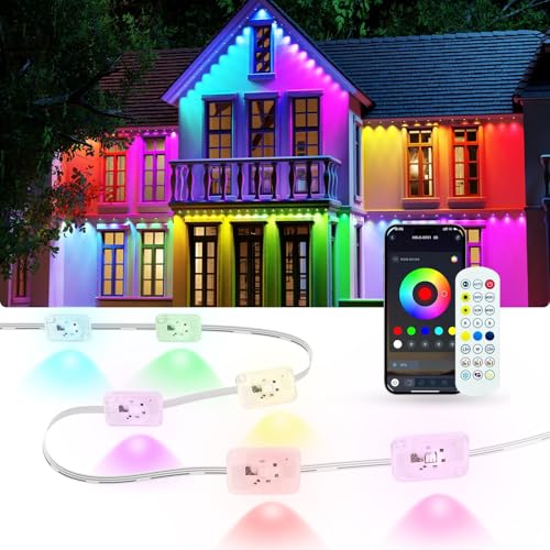 Permanent Outdoor Lights for House, 100ft Smart RGB LED Eave Lights Outdoor Decor with App/Remote...