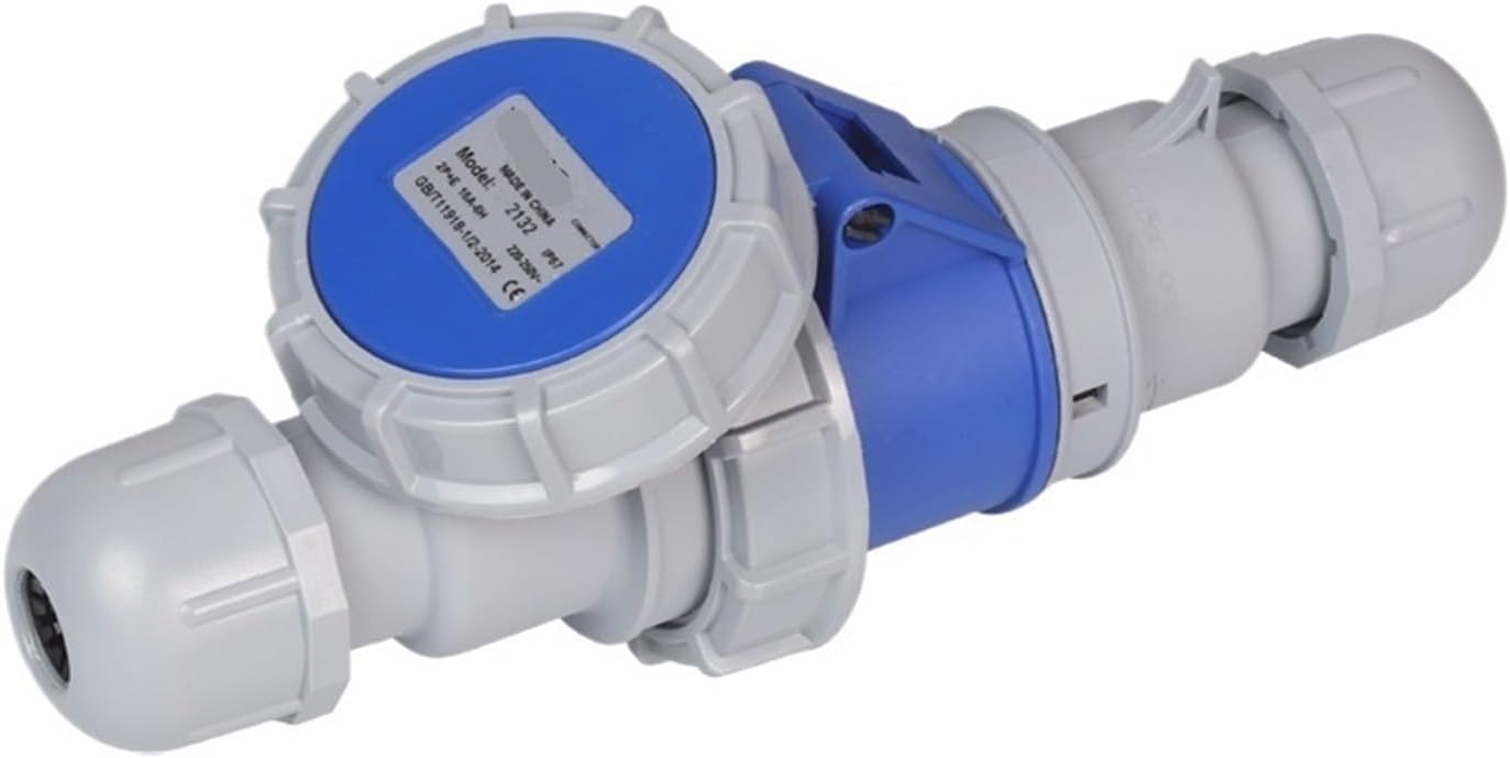 IP67 Waterproof Industrial Aviation Plug Male and Female Docking Three-core 32A Three-Phase Electrical Explosion-Proof Socket(Connector Set)