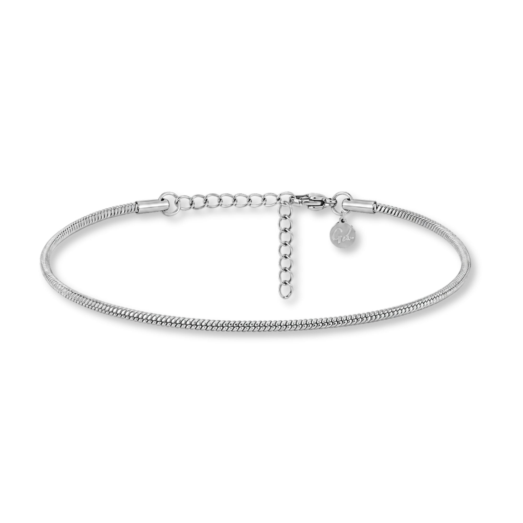 Bransoletka na kostkę damska – Elegancka bransoletka na kostkę ze stali nierdzewnej 316L w kolorze złota 18K, różowego złota lub srebra – Okrągły łańcuszek typu snake 2 mm – (22–27 cm)