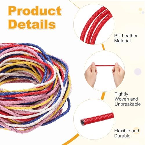 Cordón de cuero trenzado redondo M METERXITY de 7mm para evitar nudos débiles 3