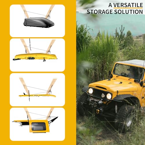 Hard Top Removal Lift for Jeep Wrangler, Compatible with All Jeep Wrangler JK JL Models, Easy One-Person Operation Roof Hardtop Hoist with Anti-Drop System, Supports 8-14 ft. Ceiling, 6 TKnobs - Thumbnail 6