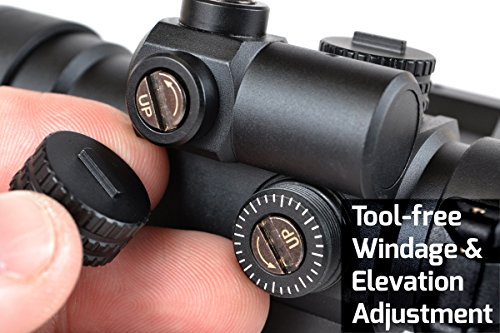 At3 Leos Red Dot Sight With Integrated Laser & Riser - 2 Moa Red Dot Scope With Flip Up Lens Caps #TOP3