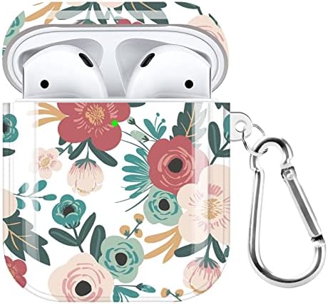 Clear Flower AirPods Case Cover,Soft TPU AirPods Case 2&1 Shockproof Silicone Waterproof AirPods Skin Cover Protective Case for Airpods 1st/2nd Charging Case for iPhone XR/7/7P/8/8P (Floral)