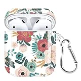 Clear Flower AirPods Case Cover,Soft TPU AirPods Case 2&1 Shockproof Silicone Waterproof AirPods Ski