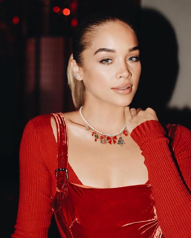 Christmas Necklace For Women Chrismas Light Bulb And Snowflake Choker Necklace Christmas Tree Candy Wine Glass Pendant Necklace - Image 2