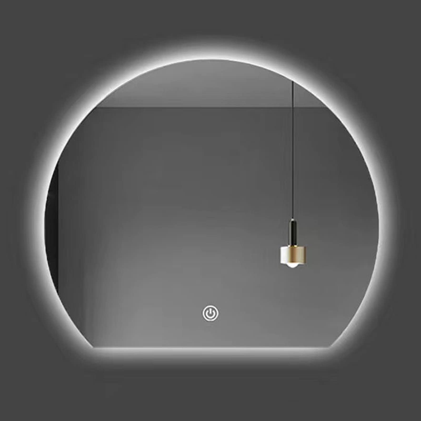 WQZzjm 80cm LED HalfCircle Bathroom Mirror, Decorative Vanity Wall Mirror, AntiExplosion Design, White Light Wiring Installation, Available in 50cm/60cm/70cm Sizes (70cm/27.6in)