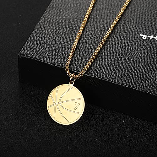 Susook Basketball Number Necklace For Boys Gold Stainless Steel Basketball Pendant Sport Jewelry Gifts For Men #TOP2