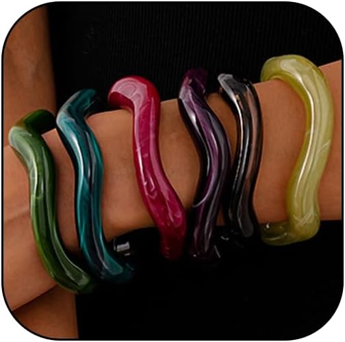 3Pcs Chunky Acrylic Bracelets for Women Large Square Chunky Acrylic Resin Bangle Bracelets Set Jewelry