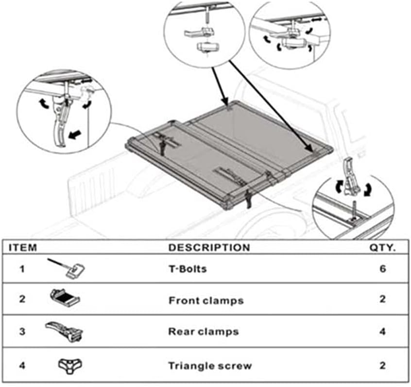 Universal Replacement Parts for Hard Tri-Fold Tonneau Cover Pickup Truck Cargo Cover Fixing Kit