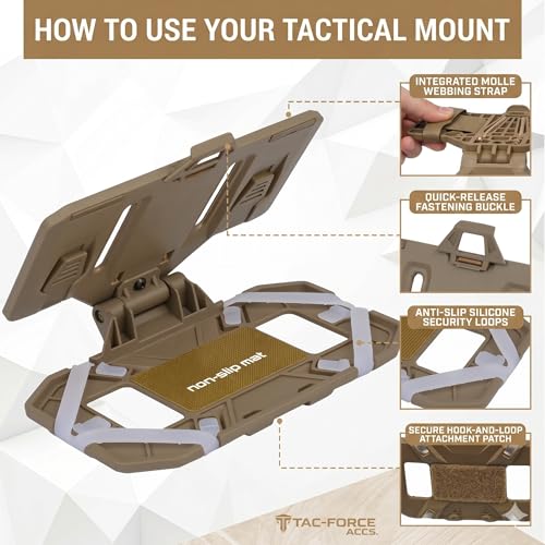 Tactical Phone Mount for Plate Carrier,GWEUZMALL Universal Vest Phone Holder for 4.7-6.7", Molle Compatible Chest Map Board with Secure Locking,Tactical Gear for Airsoft & Training — view 3