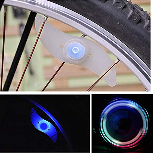 Tezam Bike Spoke Light, Spokelit Bicycle Lights, Bicycle Wheel Lights, Bicycle Flash LED Cycling Bike MTB Wheel Tire Valve Spoke Light, Used for Safety and Warning (2Blue+2Green+2Red+2Colourful)