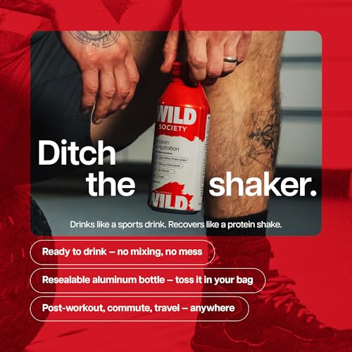 Image of Wild Society Clear Protein Drink + Electrolytes, Fruit Punch, 12 Pack | 20g Clear Whey Protein Isolate, 385mg Electrolytes, Zero Sugar, 100 Calories, 16oz Protein Water Sports Drink