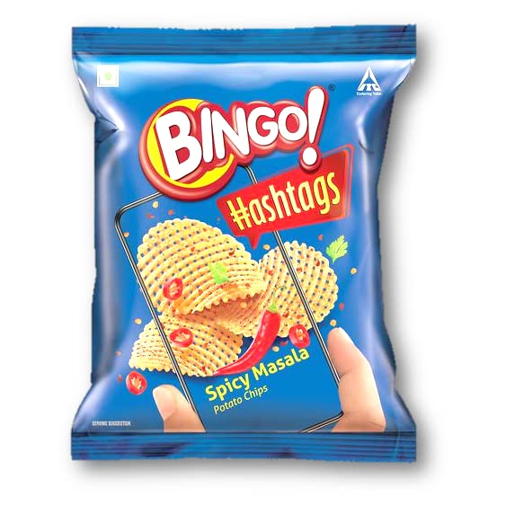 Bingo Hashtags Spicy Masala Potato Chips 22.5gm 'UNIQUE' Amazon.in
