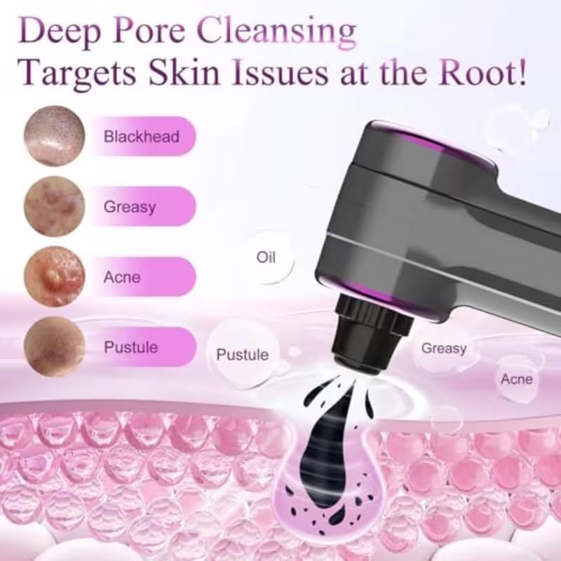 Blackhead Removers Pore Vacuum with Heating,5 Suction Heads & 3 Adjustable Suction Levels 9 Modes,for Nose & Face Deep Pore Cleansing - Image 4