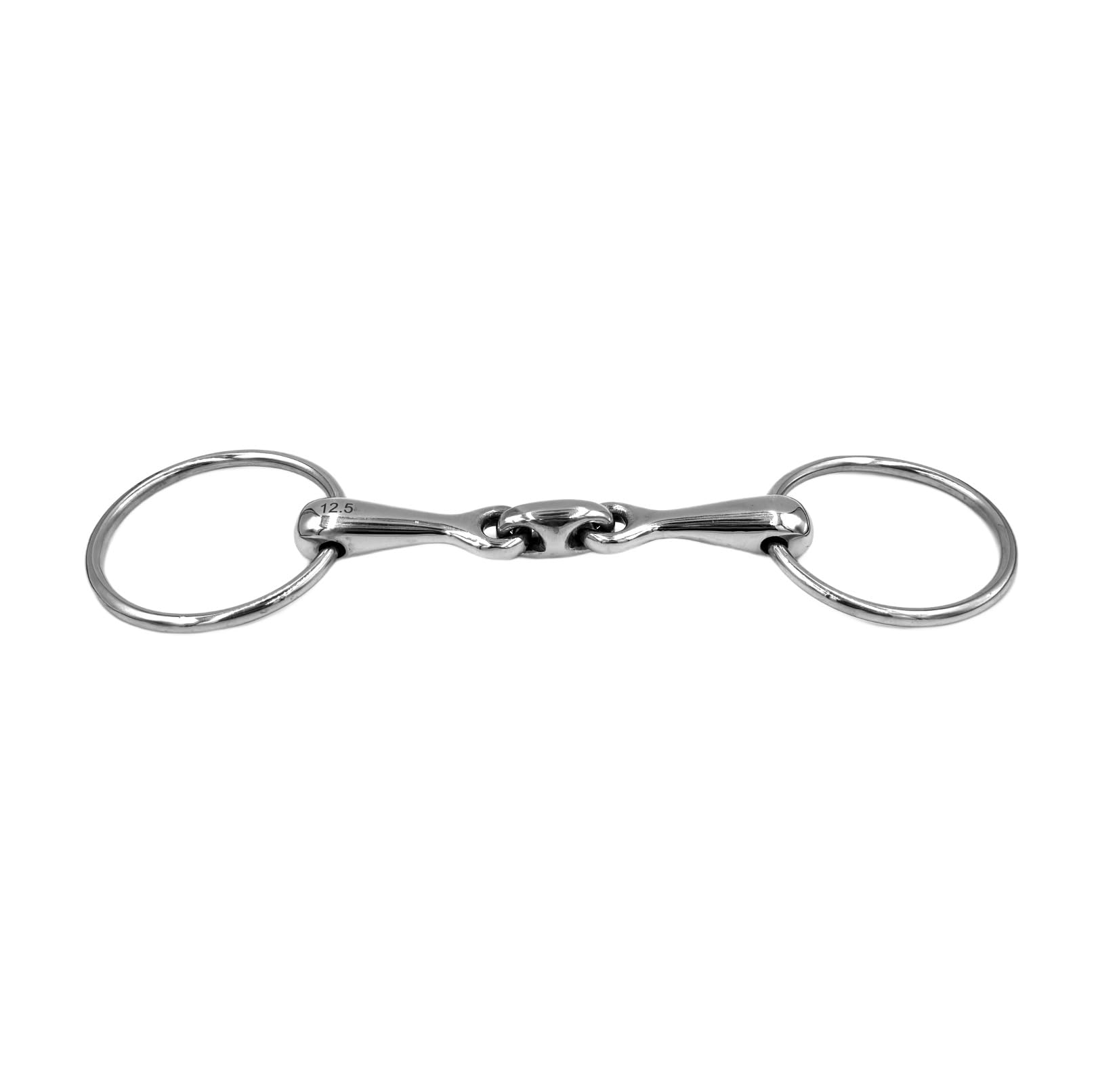 ES0117 Gebiss Wassertrense Doppelt Gebrochen aus Edelstahl Ringdurchmesser 65 mm Gebissstärke 16 mm (11.5 cm)