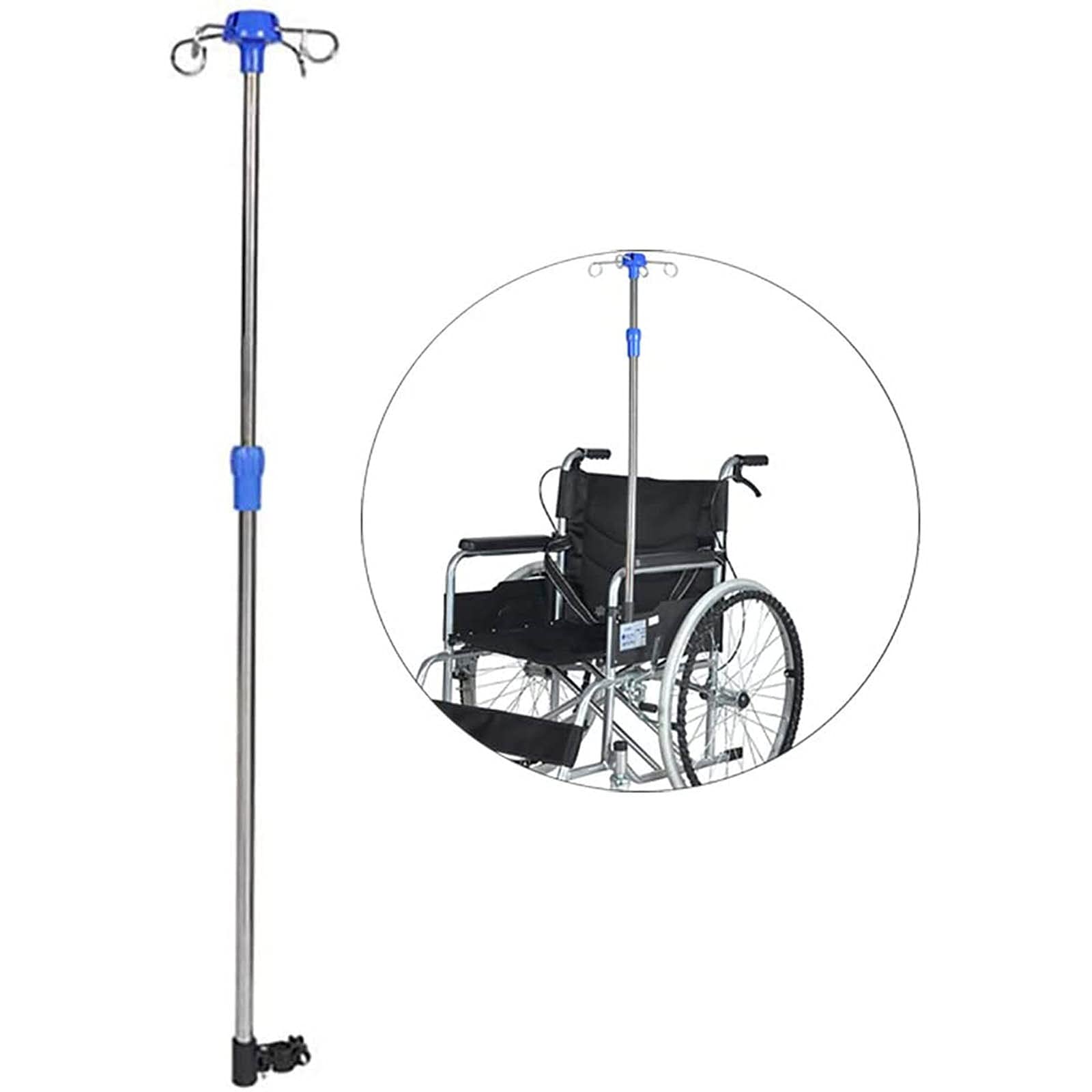 Soporte intravenoso para infusión, Soporte de infusión, Soporte IV para Silla de Ruedas, Portasueros con Acero Inoxidable, Soporte de exhibición de Altura Ajustable
