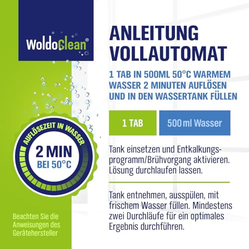 WoldoClean Entkalkungstabletten für Kaffeevollautomaten - 15 Tabs kompatibel mit allen gängigen Herstellern, Entkalker für Kaffeemaschinen