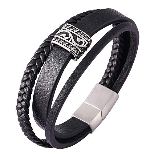 Merlilive Masculine Bracelet Menâ€™s Leather Braided Bracelet with Magnetic Buckle for Men (8.07)