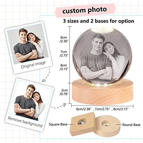 Personalized 3D Photo Engraved on Crystal Night Lights Family Baby Mom Dad Gift Crystal Ball Colorful Atmosphere Lights - Image 3