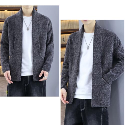 Men's Loose Fit Shawl Collar Sweater Open Front Knitted Fashion Sweater Cardigan Winter Sweaters with Pockets2