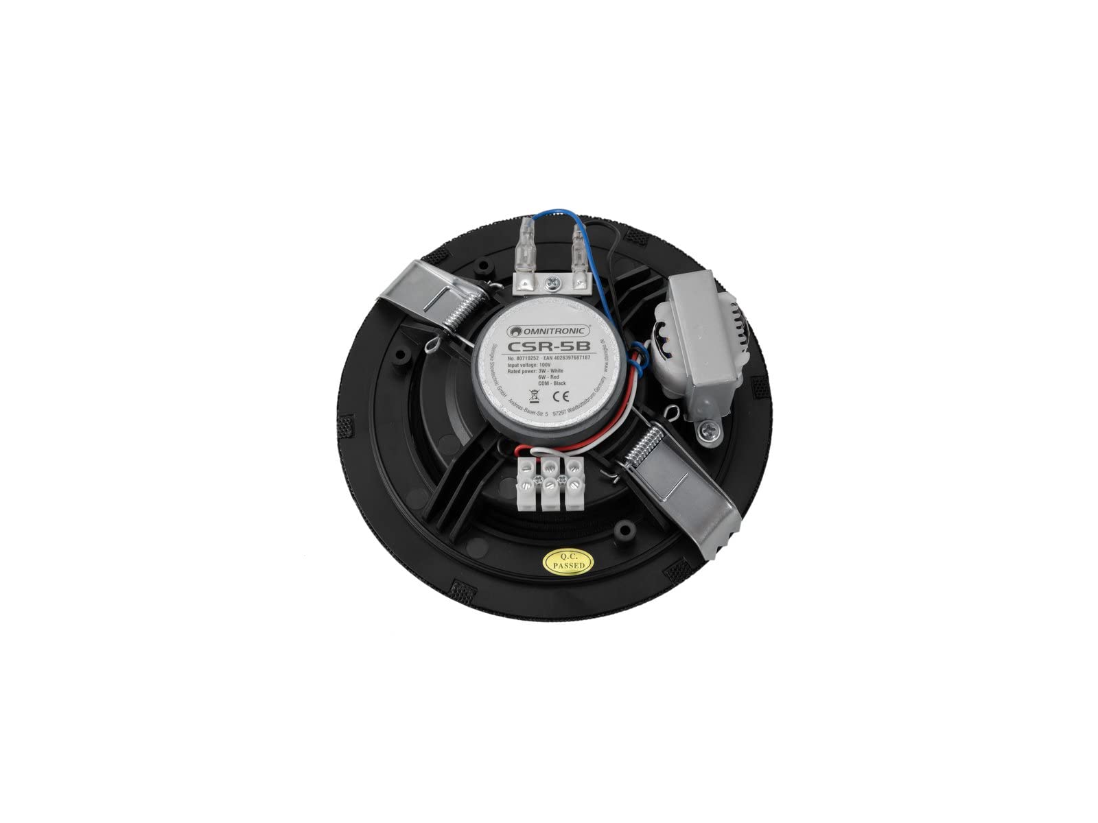OMNITRONIC CSR-5B Deckenlautsprecher schwarz | 5"-Breitband-Einbaulautsprecher, 100 V, 6 W RMS, Ø 145 mm