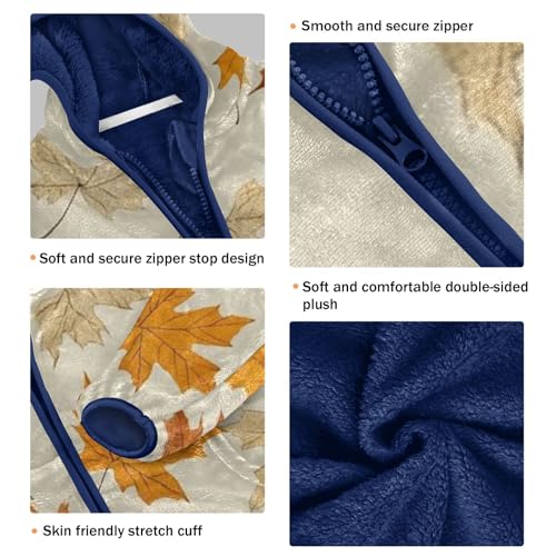 Yellow and Orange Maple Leaves Girls Fleece Jacket Girls Fall Jacket Girls Zip Up Hoodie Girls Sherpa Jacket 2-10T3