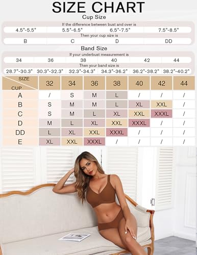 Image of Avidlove Bras for Women Seamless Bra Full Coverage T Shirt Bralettes V Neck Wireless Bra Comfortable Brassiere