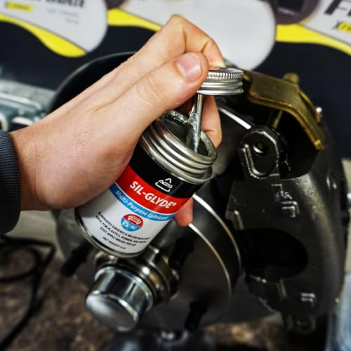 Image of AGS Automotive Solutions SIL-Glyde Brush Top Can Multi-Purpose All-Weather Lubricating Compound for All Surfaces, 4 oz Lubricant Can, Silicone Lubricant, Ensure Friction Resistance