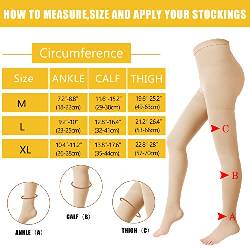 Heentan 2 Pairs Open Toe Compression Pantyhose 20-30Mmhg Compression Tight Compression Leggings For Women Swelling Edema Pregnancy(Large) #TOP2