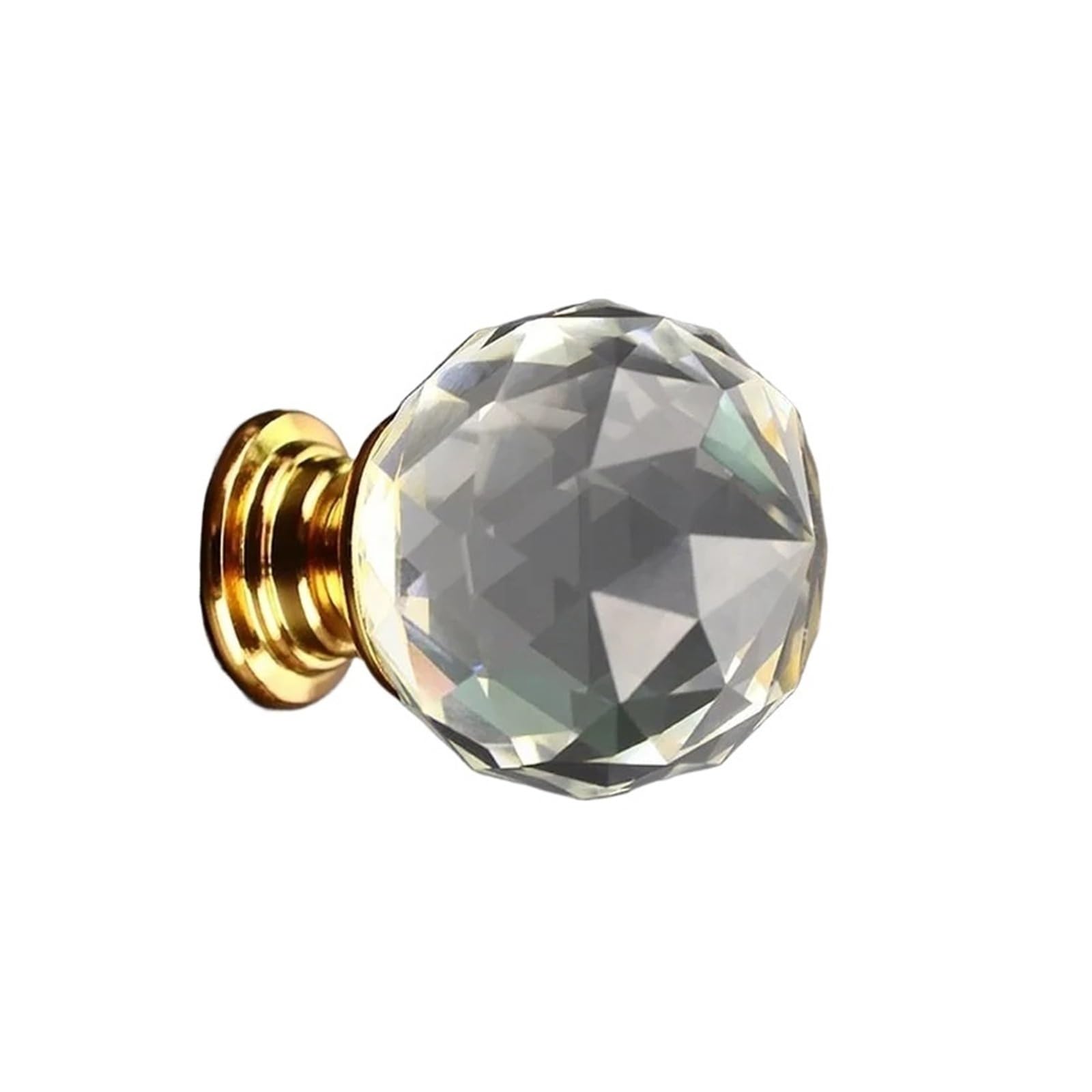 ORWXLIUDI 20/30/40/50mm Transparent Crystal Glass Knob Wardrobe Handle Hardware(Gold Base,Dia.20mm)