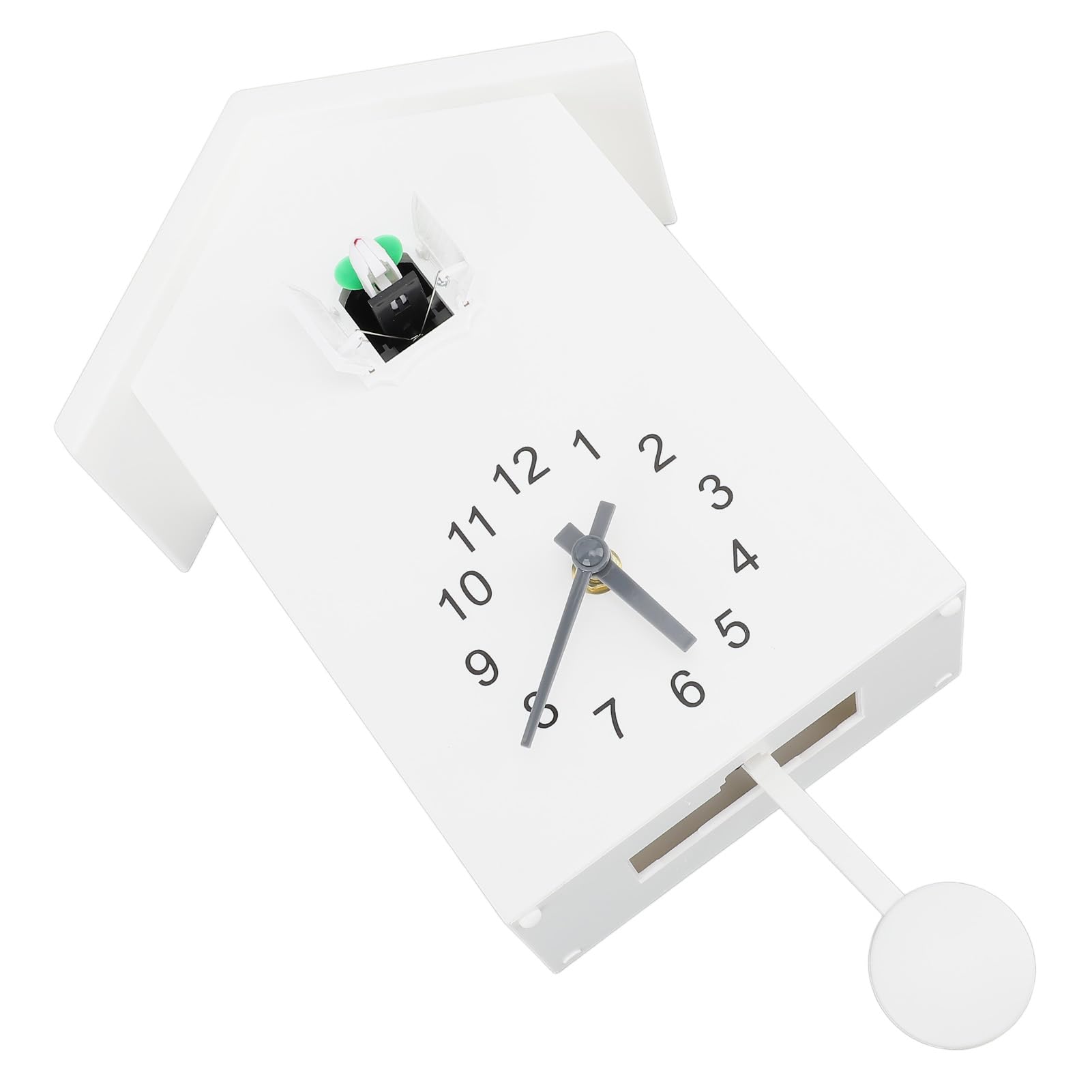 Reloj de Cuco, Reloj de Pared con Forma de Casa de Pájaros con Péndulo, Pequeño y Moderno Llamado de Voz de Pájaro, Estilo Nórdico, Arte de Pared, Péndulo para Colgar en la (White)