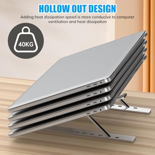Bouncy Laptop Stand for Desk, Adjustable Alloy & Silicone Holder, Ventilated Cooling Riser for 8-16" Laptops & Tablets, Anti-Slip, 6-Position Folding Design for Improved Posture & Comfort. - Image 6