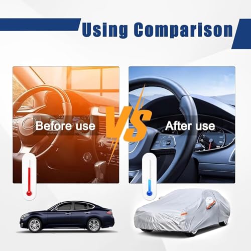 Image of Kayme 6 Layers Sedan Car Cover Custom Fit for Mazda 3 (2003-2025), Waterproof All Weather for Automobiles,Rain Sun UV Protection.Silver