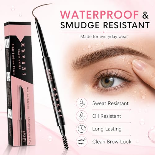 Image of Eyebrow Pencil for Women,Gray Waterproof Brow Pencil, 0.1mm Ultra-Fine Automatic Pencil with Angled Precision Tip & Built-In Spoolie Brush, Long-Lasting Natural Eyebrow Makeup