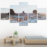 SIGNWIN 5 Panel Canvas Wall Art Snow Mountain for Home Decorations Ready to Hang - 60