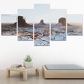 SIGNWIN 5 Panel Canvas Wall Art Snow Mountain...