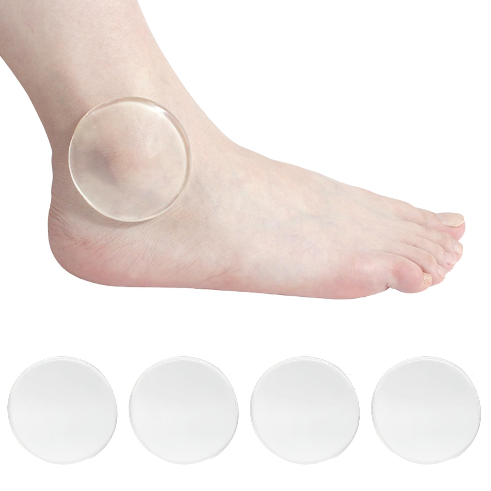 Aquafix 足首ジェルパッド 4個 ゴム素材 アイスジェルクッションパッド ジェルディスク 足首プロテクター スケートアクセサリー 透明 スケート/サイクリング/サッカーな用(円形)