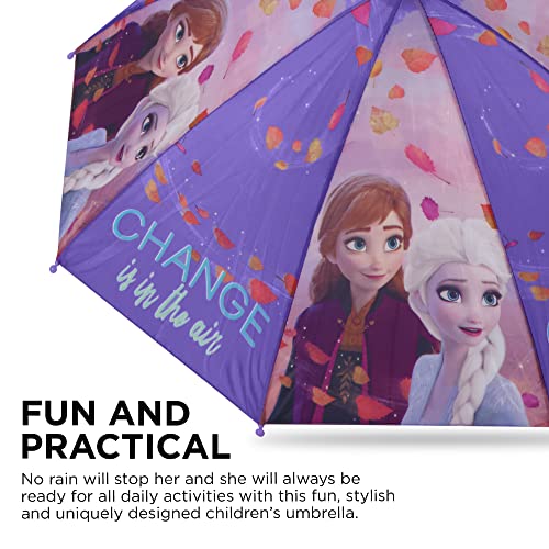 Image of Disney Girls Kids Umbrella and Slicker, Frozen Elsa and Anna Little Girl Rain Wear Set, For Ages 4-7