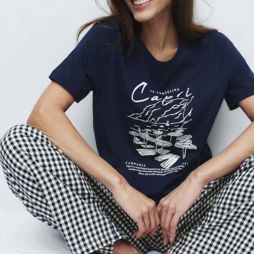 Image of Marks & Spencer Women's Pure Cotton Pyjama Set with Woven Bottoms