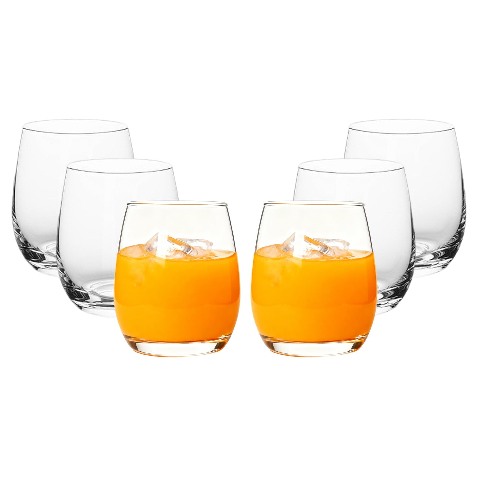 DYUEE Whisky Glasses Set of 6 Water Drinking Glasses 350ml Tumbler Cups for Scotch, Bourbon, Old Fashioned, Cocktails, Rum, Juice, Water, Red Wine Glassware, Dishwasher Safe Bar Glasses (Small)