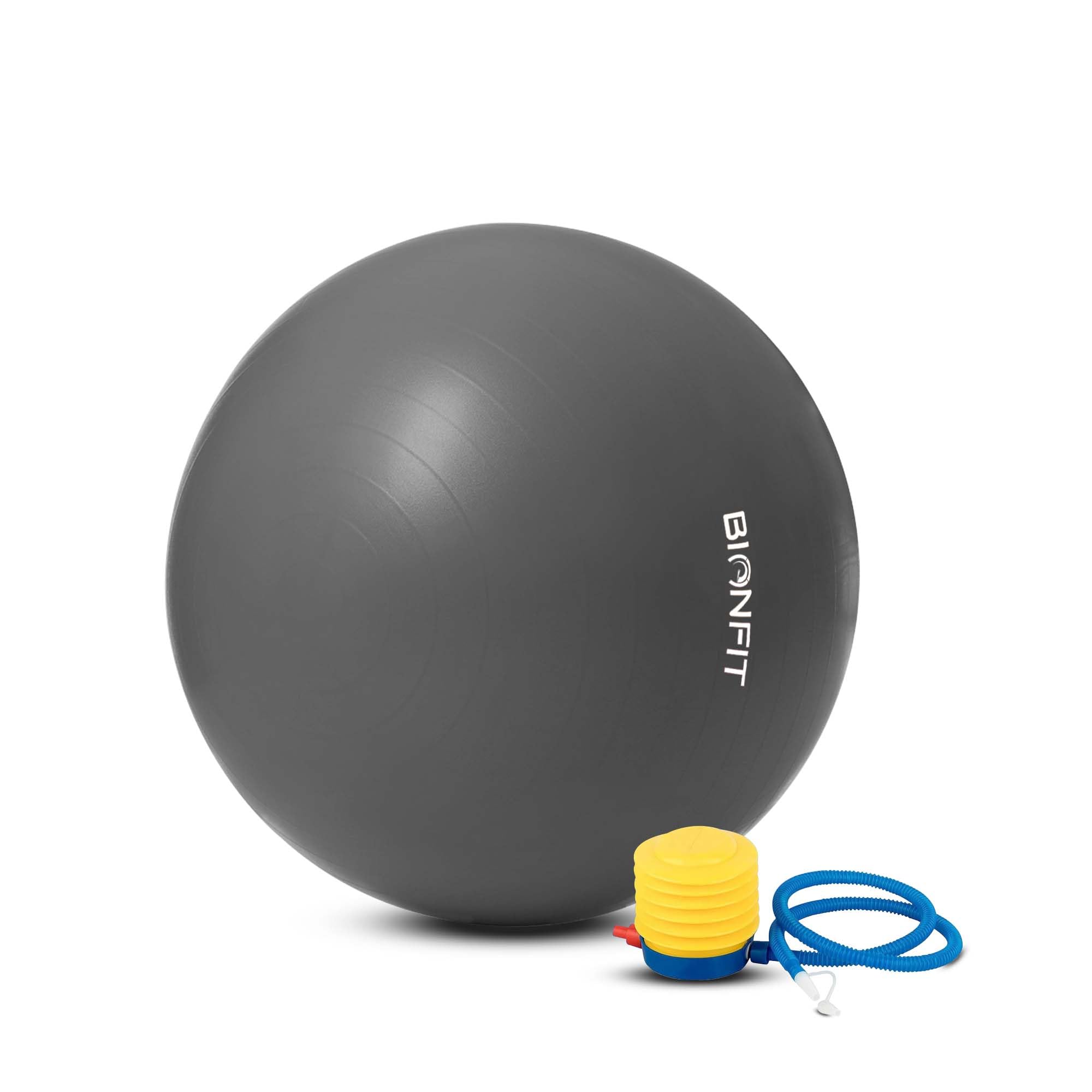 BIONFIT Premium Gym Ball for Men & Women Fitness & Exercise - Anti-Burst Stability Ball for Yoga Fitness, Pilates, Core Training & Stretching, Best Birthing Ball for Pregnancy - with Foot Pump, 85cm