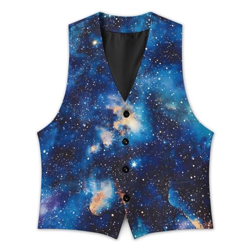 Spaces Universes Galaxy Stars Formal Suit Vest for Men with Pockets for Business Casual Dress Tuxedo Slim Fit2