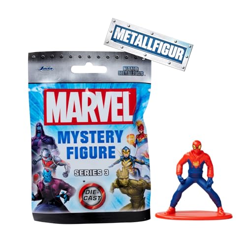 Jada Toys Marvel Figur (1x Mystery Figure im Blind Pack) - 1 Überraschungs-Sammelfigur aus 12 Marvel Figuren, Nano-Metallfigur für Fans und Kinder ab 3 Jahre, 4 cm, Welle 3